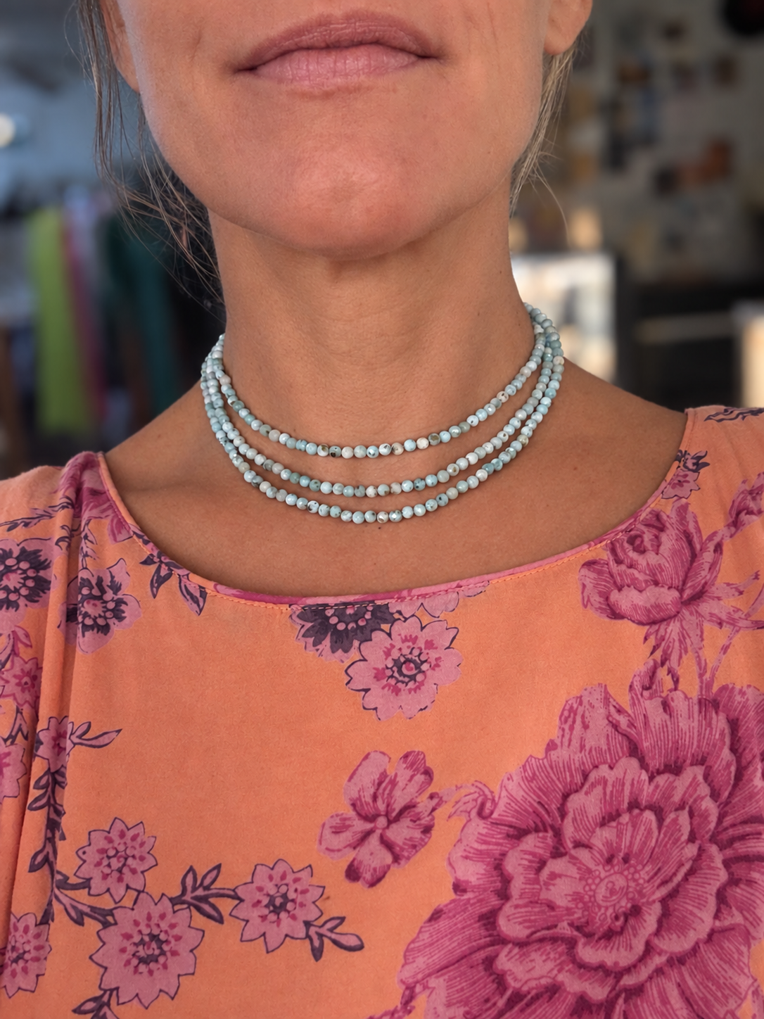 3 strand Larimar Necklace