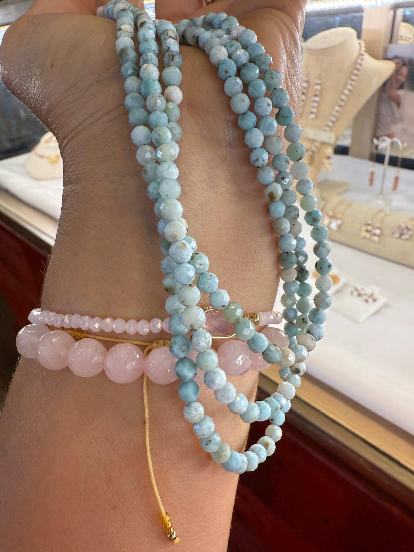 3 strand Larimar Necklace